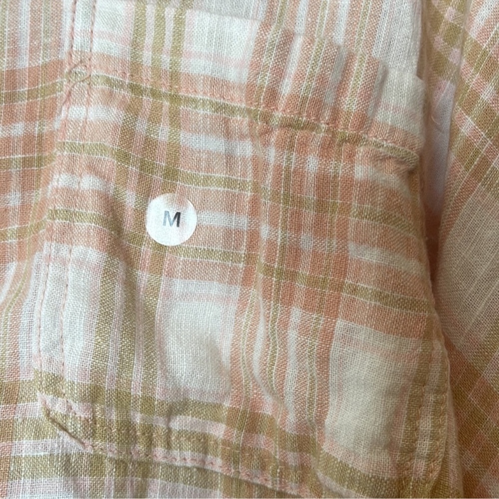 American Eagle Oversized Plaid Button Down Linen Blend Medium - Picture 6 of 14